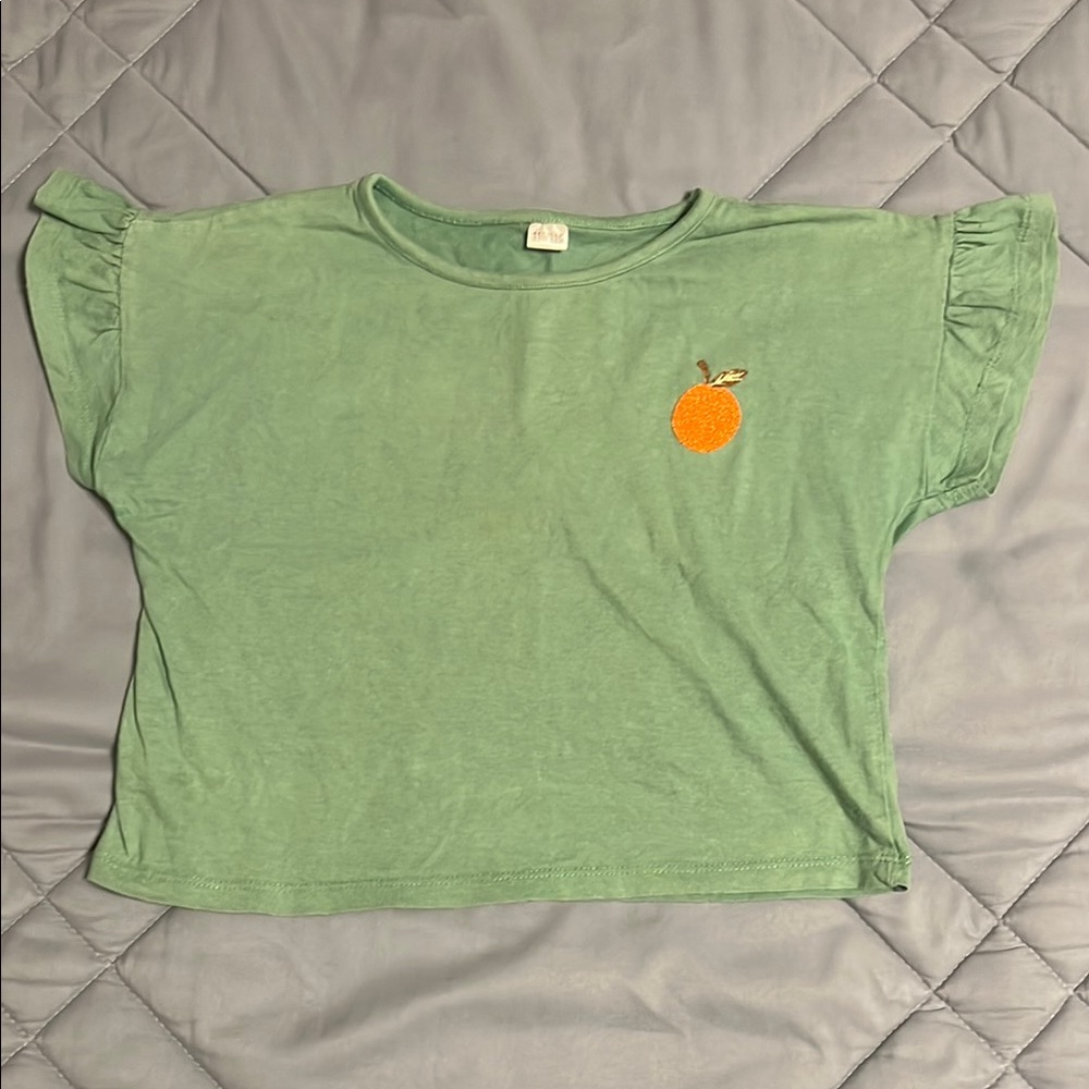 Green Kids Shirt with Orange Patch